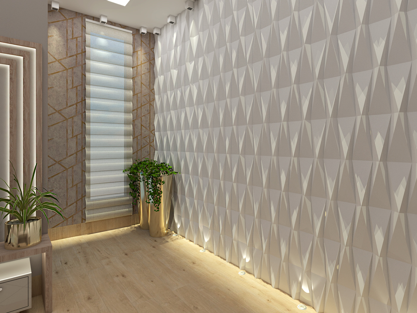 3D Decoração design Hall interiores moderno sofisticação