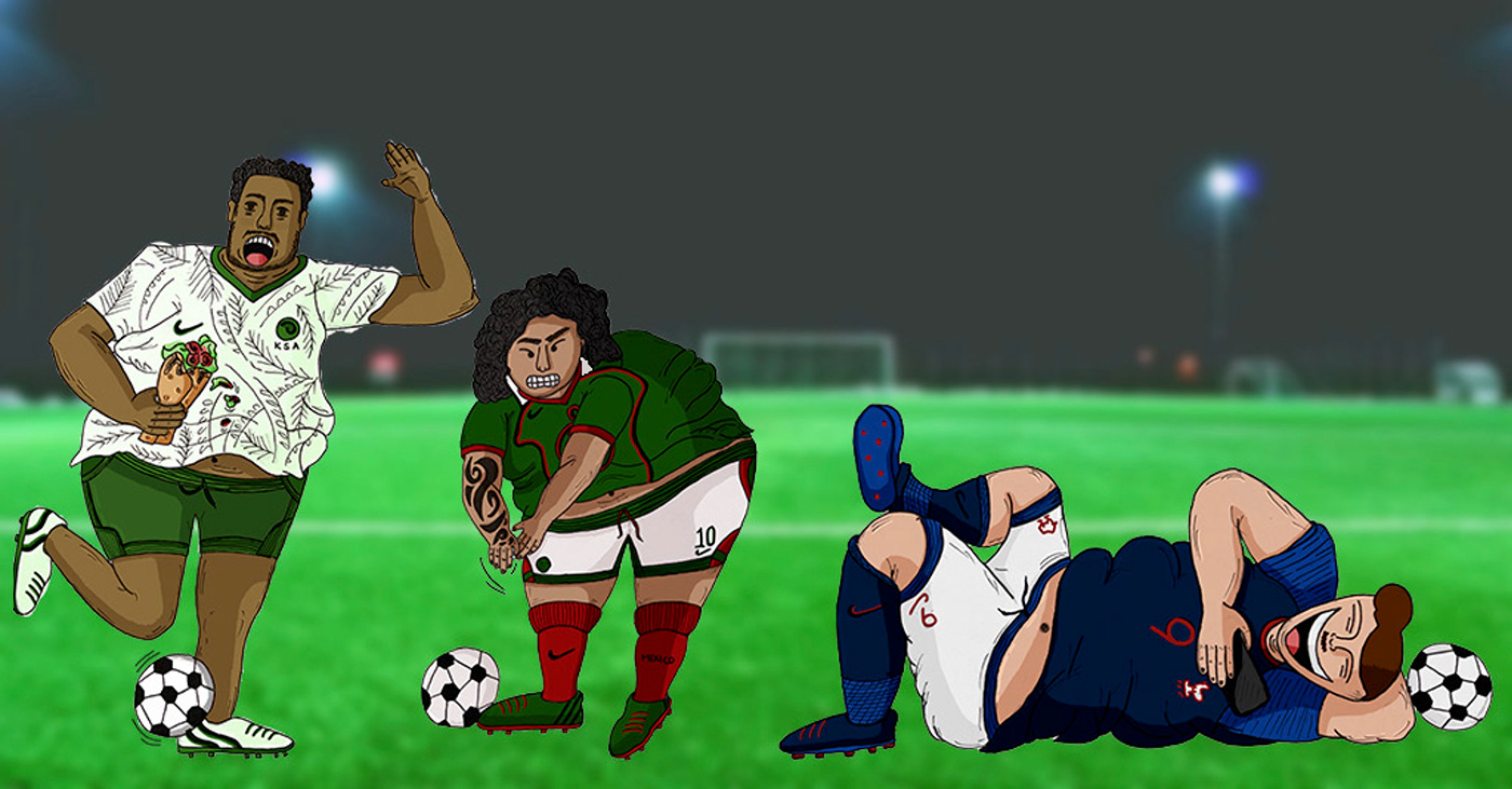 Character design  football soccer Sports Design digital illustration concept art digital painting Saudi Arabia mexico france