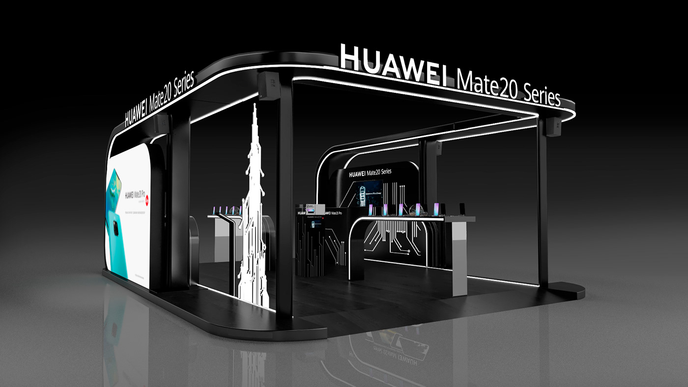 3D 3ds max Event Exhibition  exhibition stand huawei Render stand design visualization vray