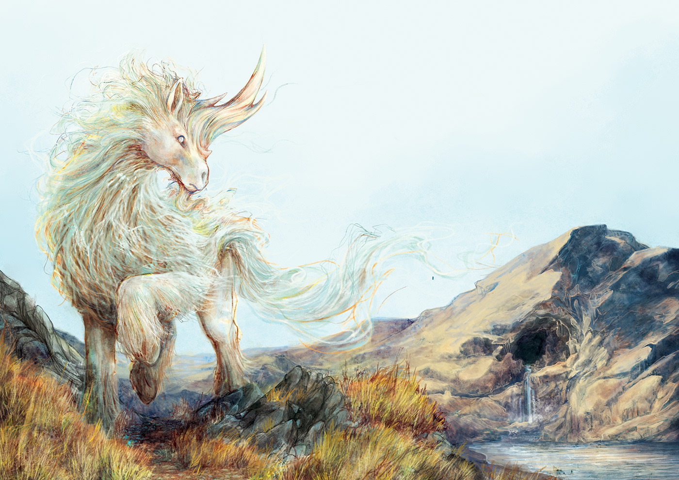 concept digital painting horse ILLUSTRATION  Magic   mythical photoshop scotland unicorn waterfall