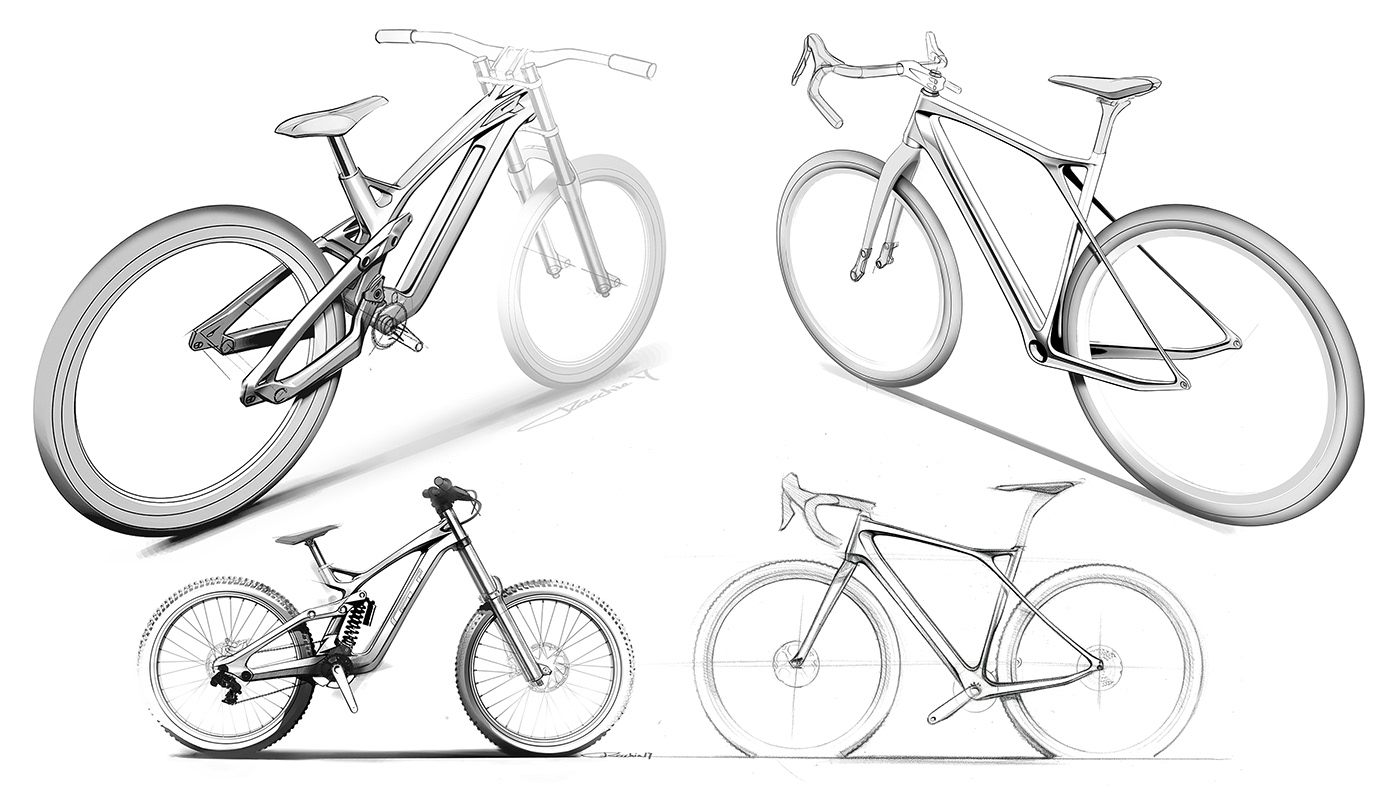 Bicycle Design Bike Sketches  industrial design  Modern Design ideation sketches product design  concept design award winning Transportation Design