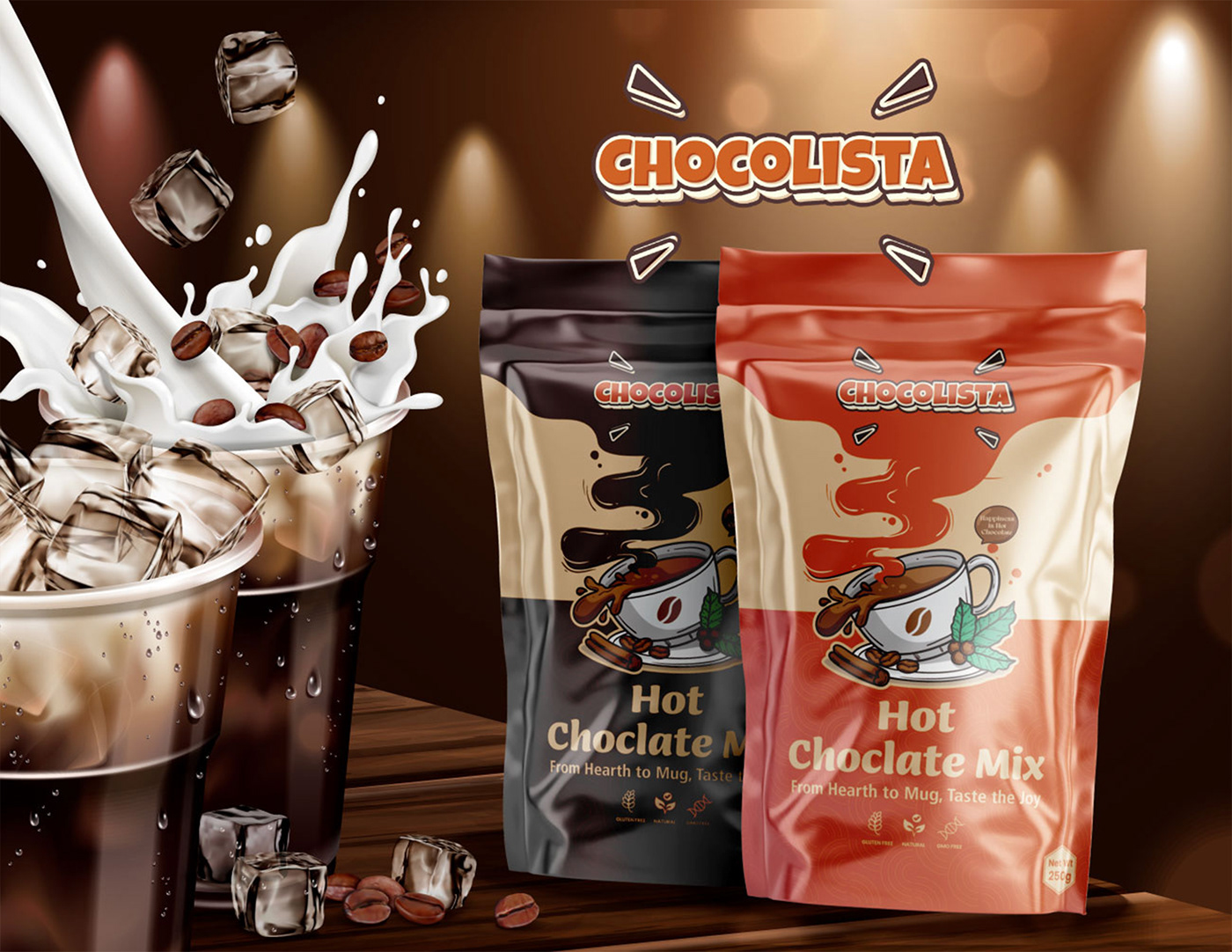 Hot Chocolate packaging design chocolate pouch chocolate packaging product packaging Food Packaging Pouch Packaging Pouch Design  Pouch Packaging Design pouch label design