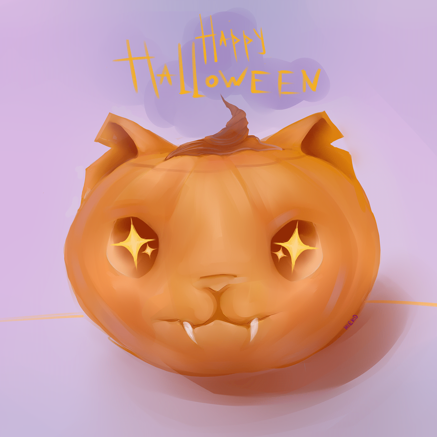 Cat Digital Art  pumpkin