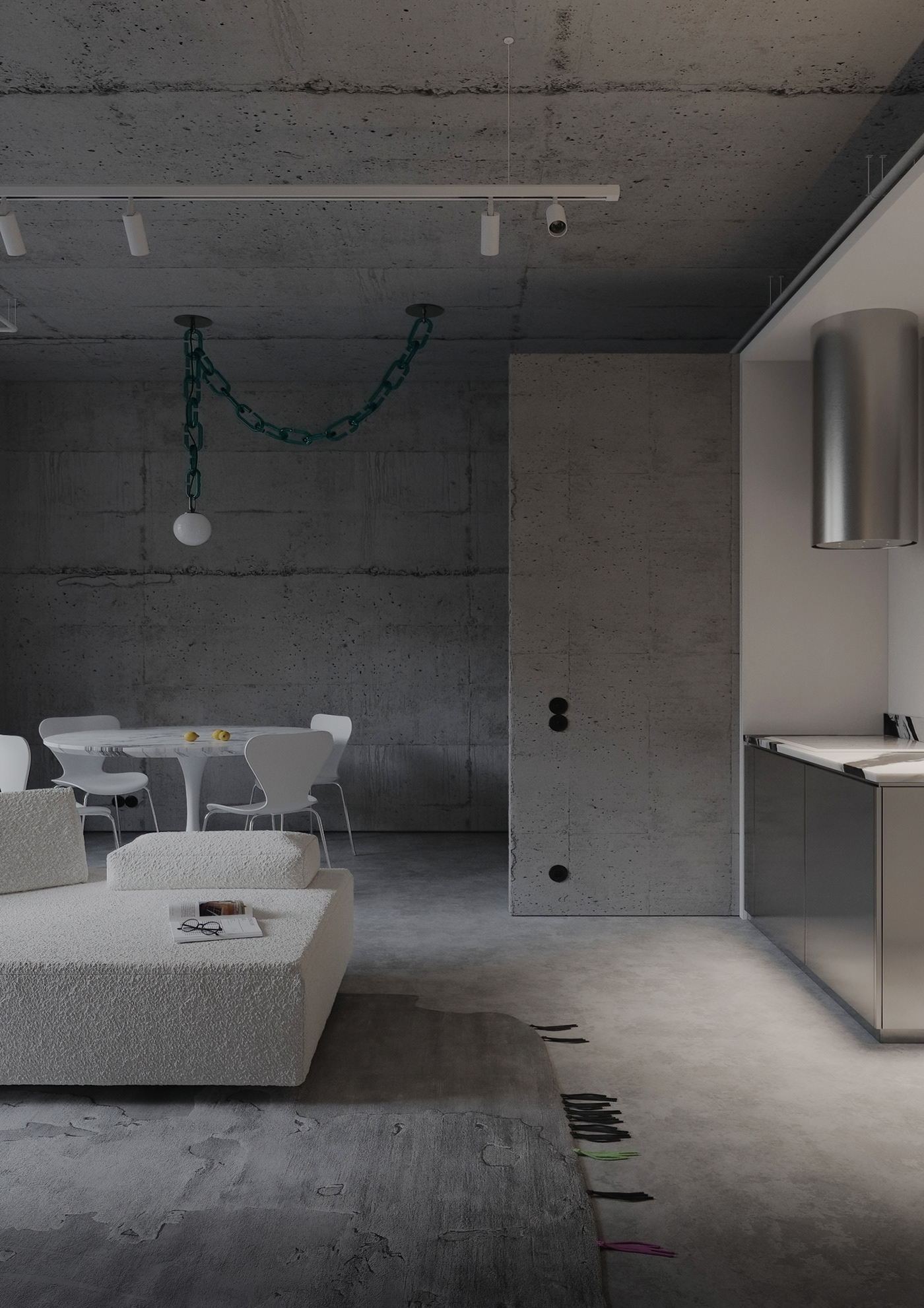 archviz CGI concrete coronarenderer studio visualization apartment visualization studio бетон интерьер под бетон минимализм