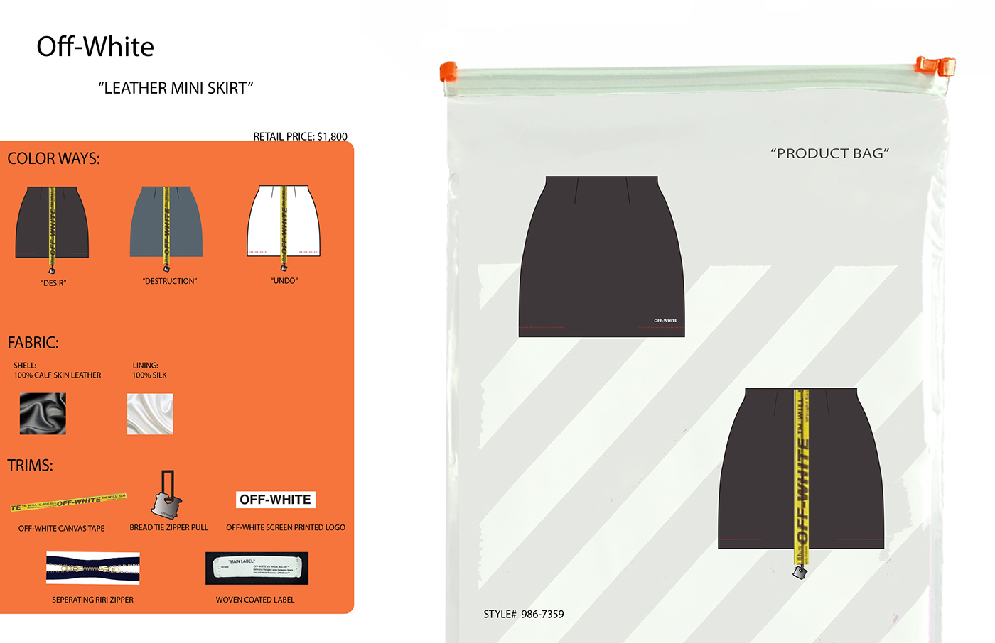 off-white Fashion  design branding  Technical Design Tech Pack Illustrator cad photoshop