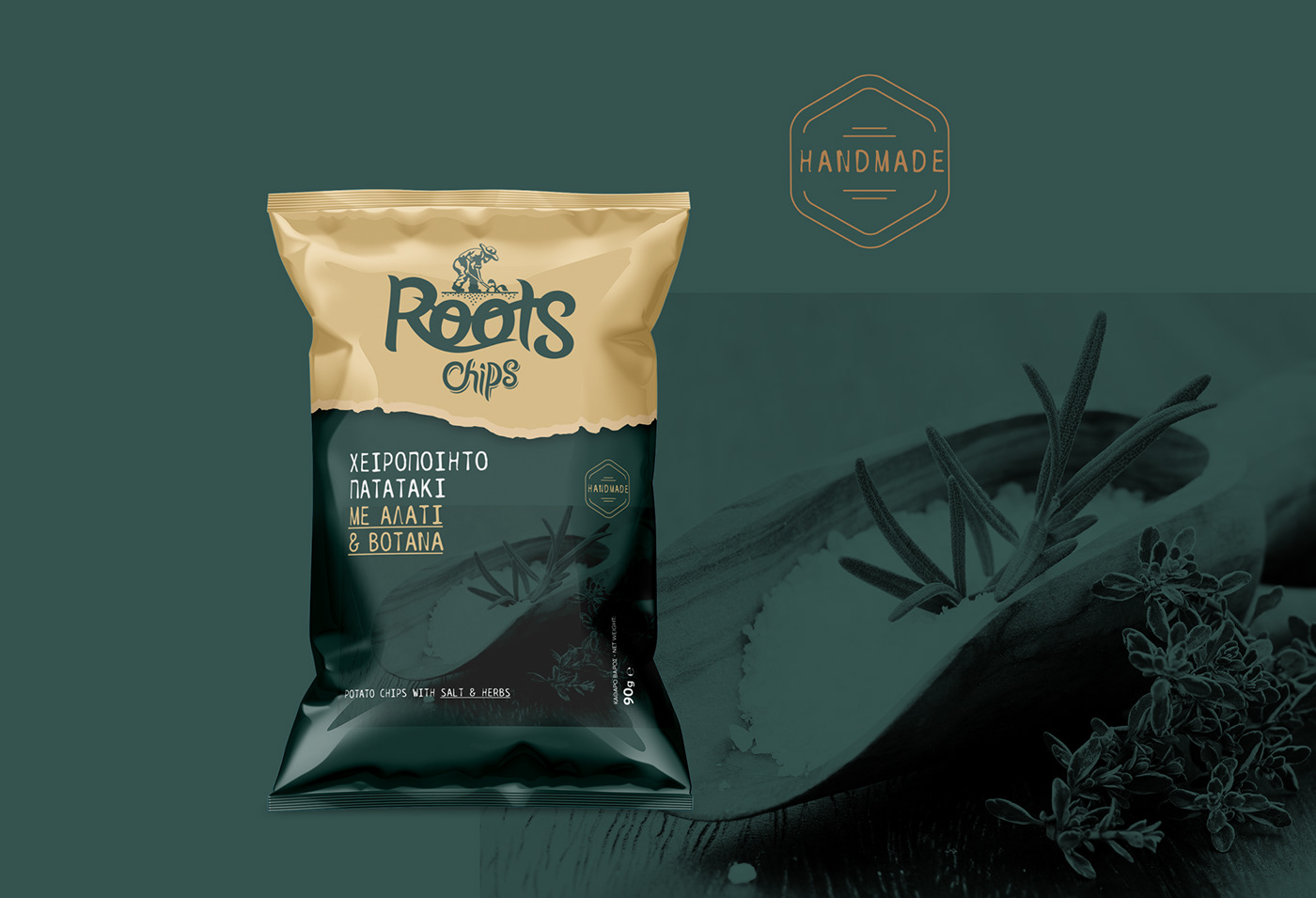 chips Food  gastronomy gourmet Greece logo Packaging potato roots