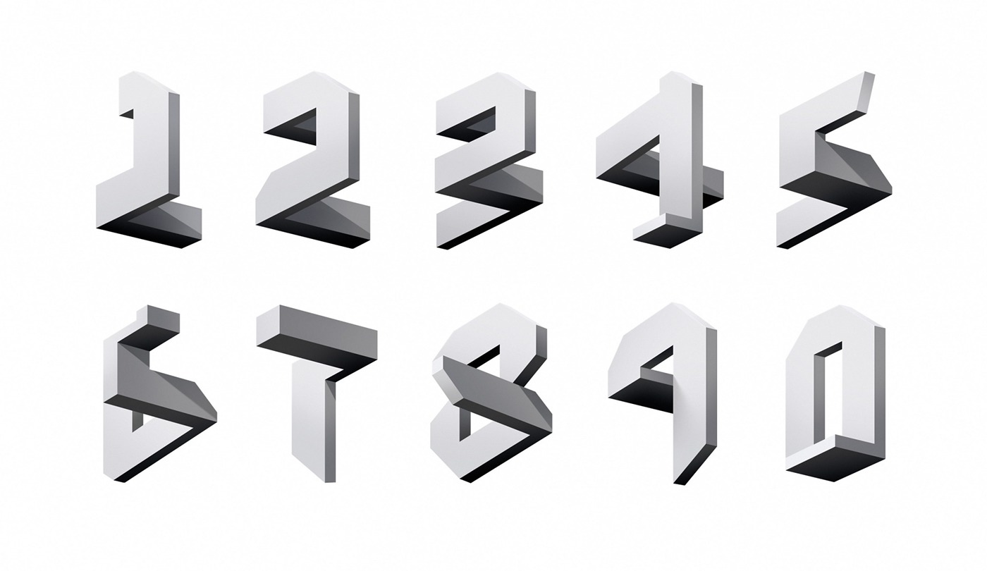 numbers sawdust Numerals shanghai Typeface type 3D Shadows