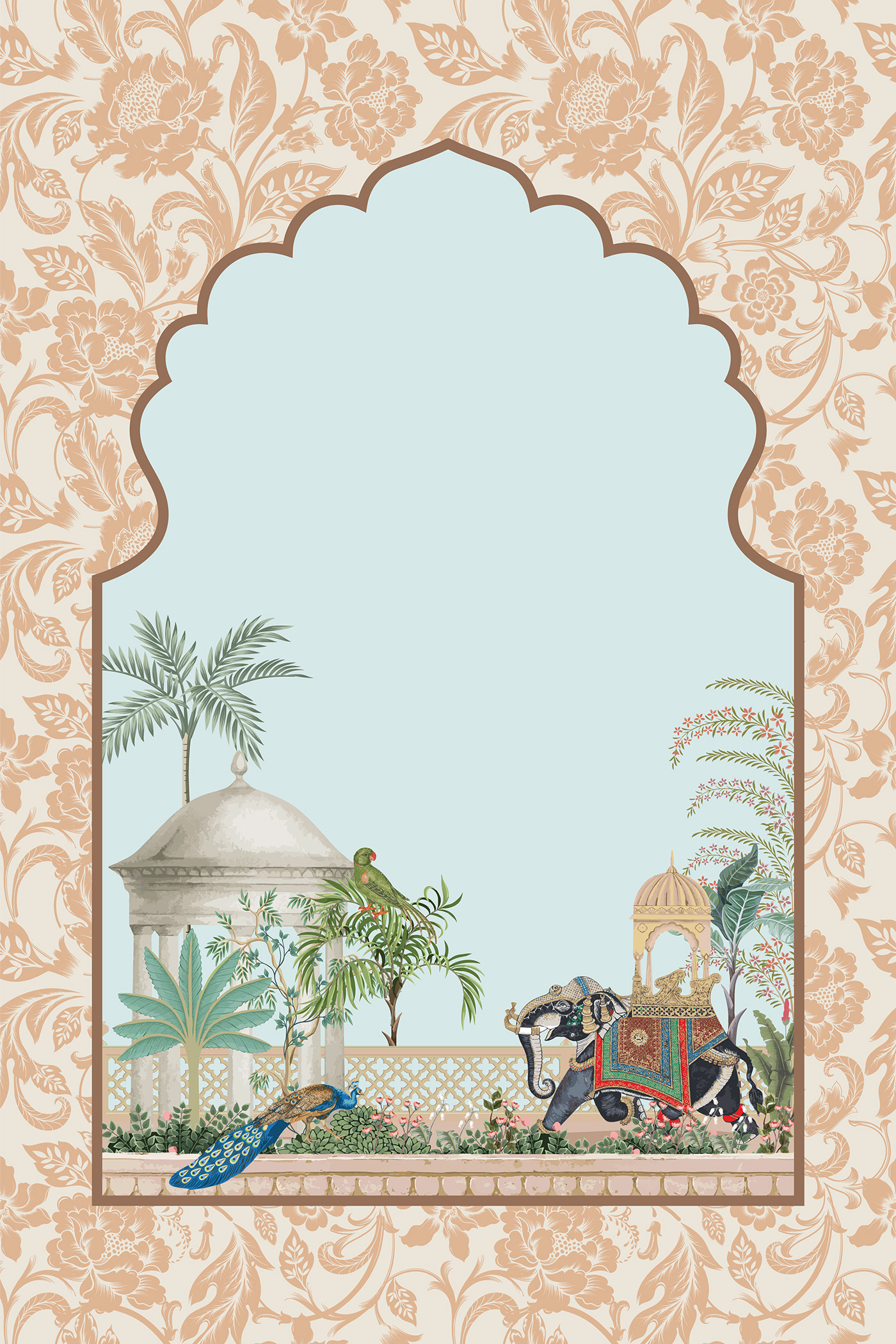 ILLUSTRATION  indian wedding Miniature wallpaper Mural middle east persian Morocco Landscape Tree 