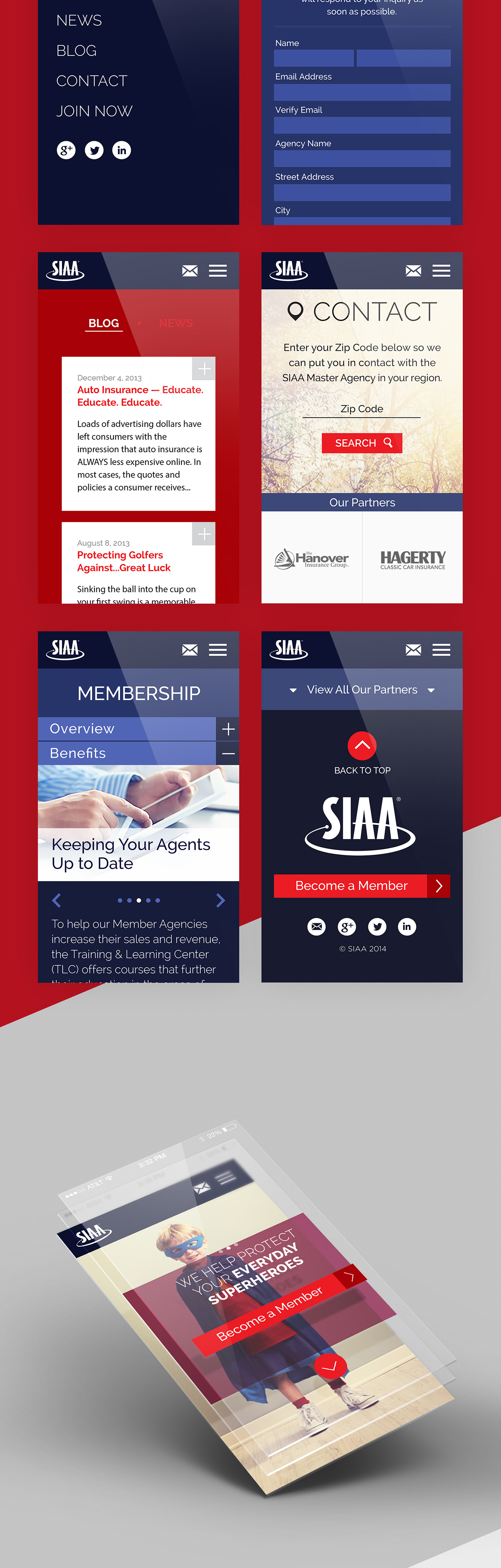 UI desktop mobile Website siaa insurance corporate brand business alliance modular Responsive comite