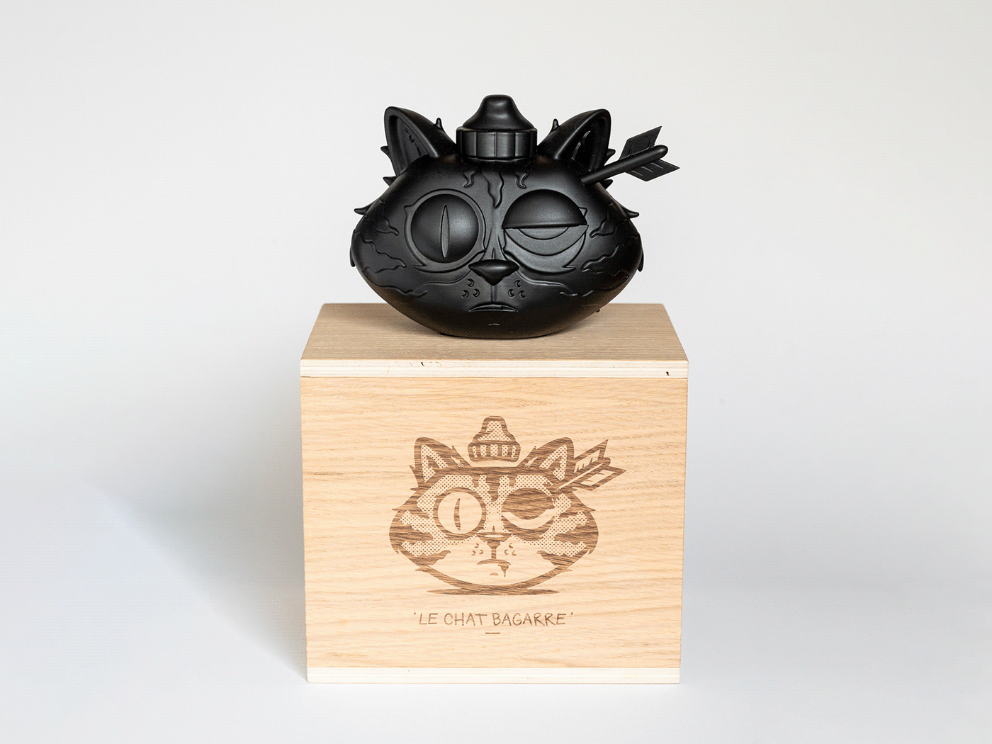resin sculpture toy Cat black Character design  ekiem