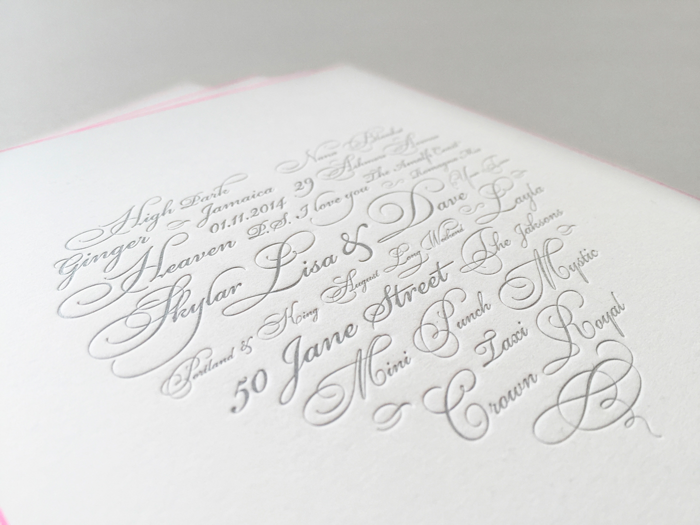 Wedding Invites Love Bembo letterpress type type as image Script decorative typography Bickham  Script