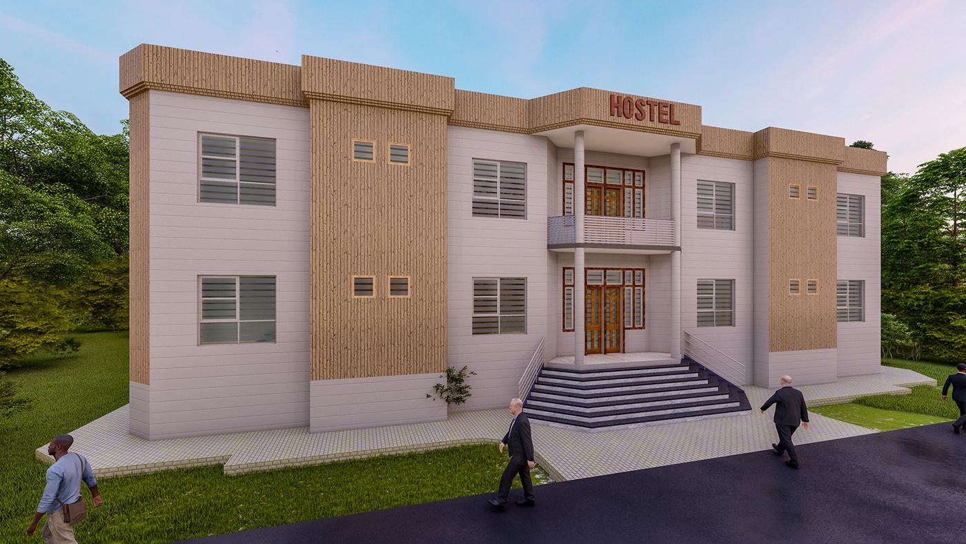 3D aia designs architecture exterior hostel hostel design hotel Render visualization