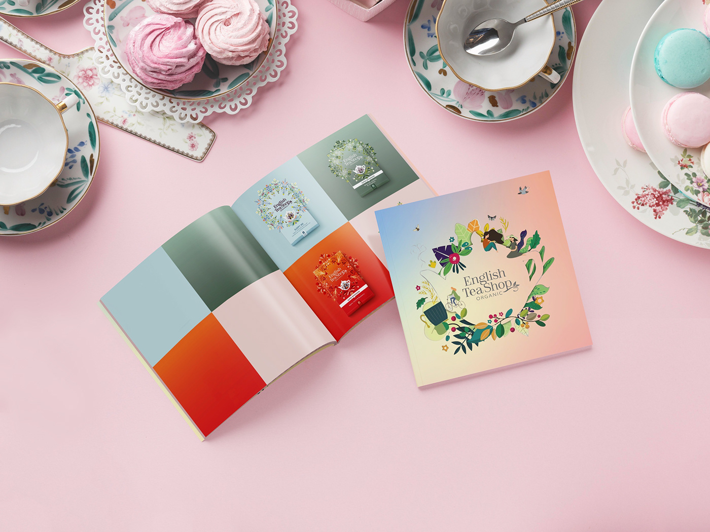 brochure tea shop paste graphic design  color