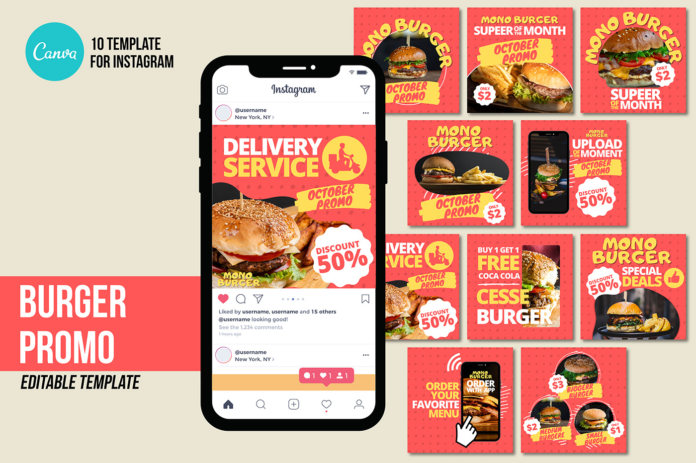 burger burger promo canva Canva template instagram instagram canva Instagram Post promo