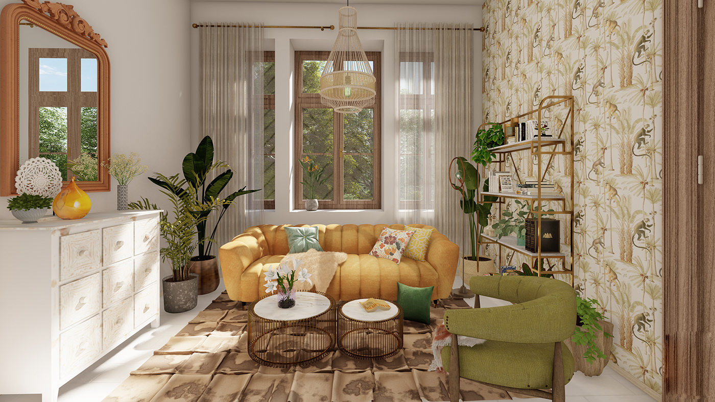 apartment bohemian interior design  Style