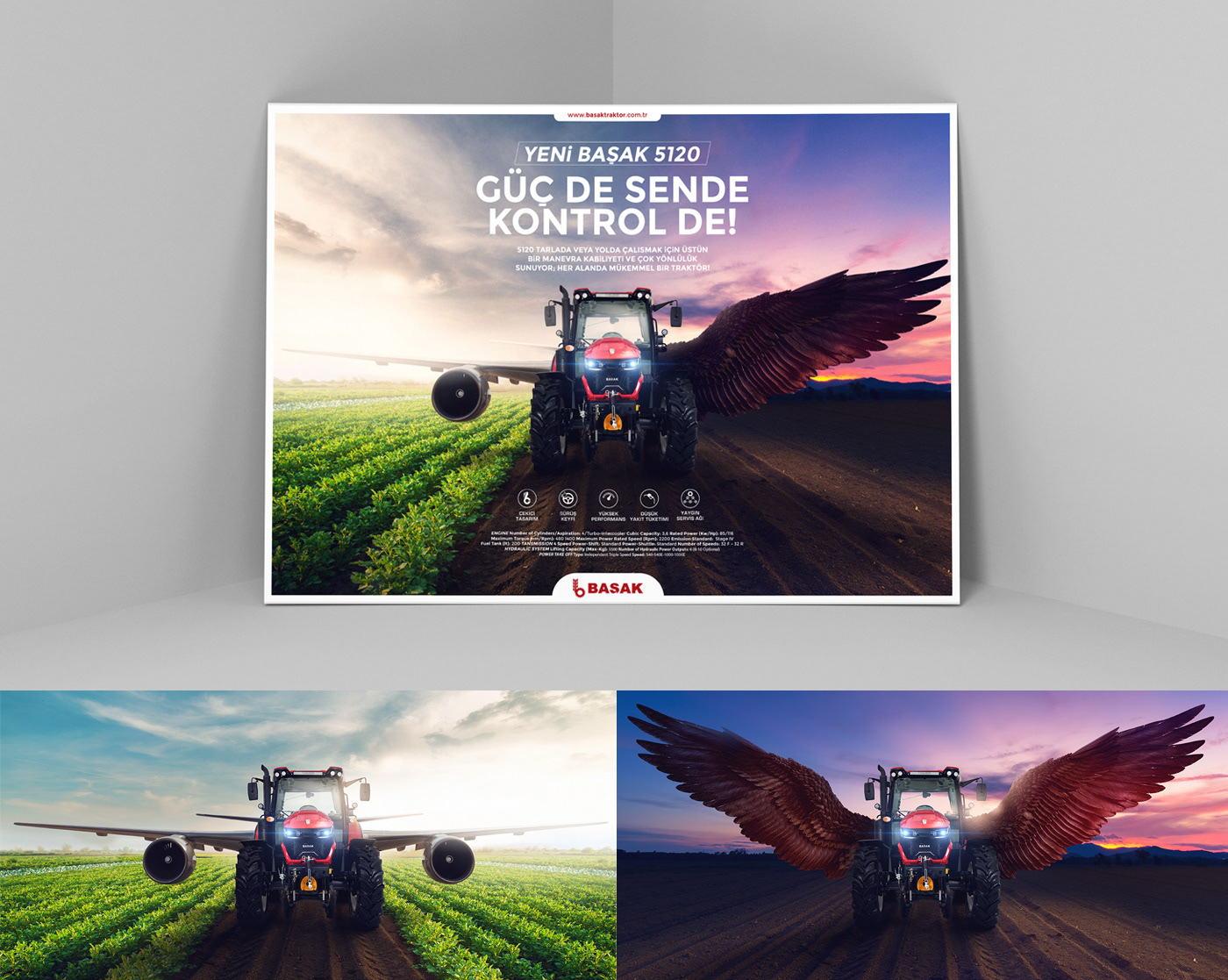 Tractor key visual poster Vehicle farm advertisement car manipulation agriculture billboard
