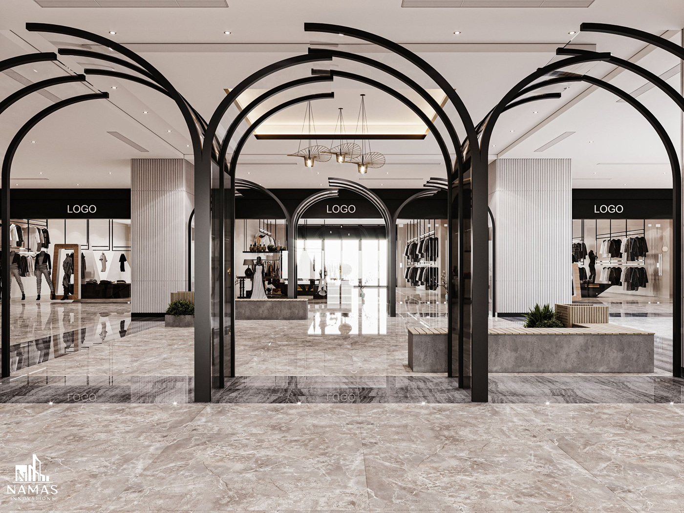 interior design  visualization 3ds max architecture modern corona mall design