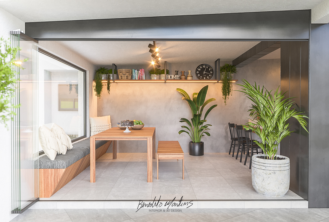 3D BBQ churrasco grill interior design  kitchen Outdoor plants Tropical wood