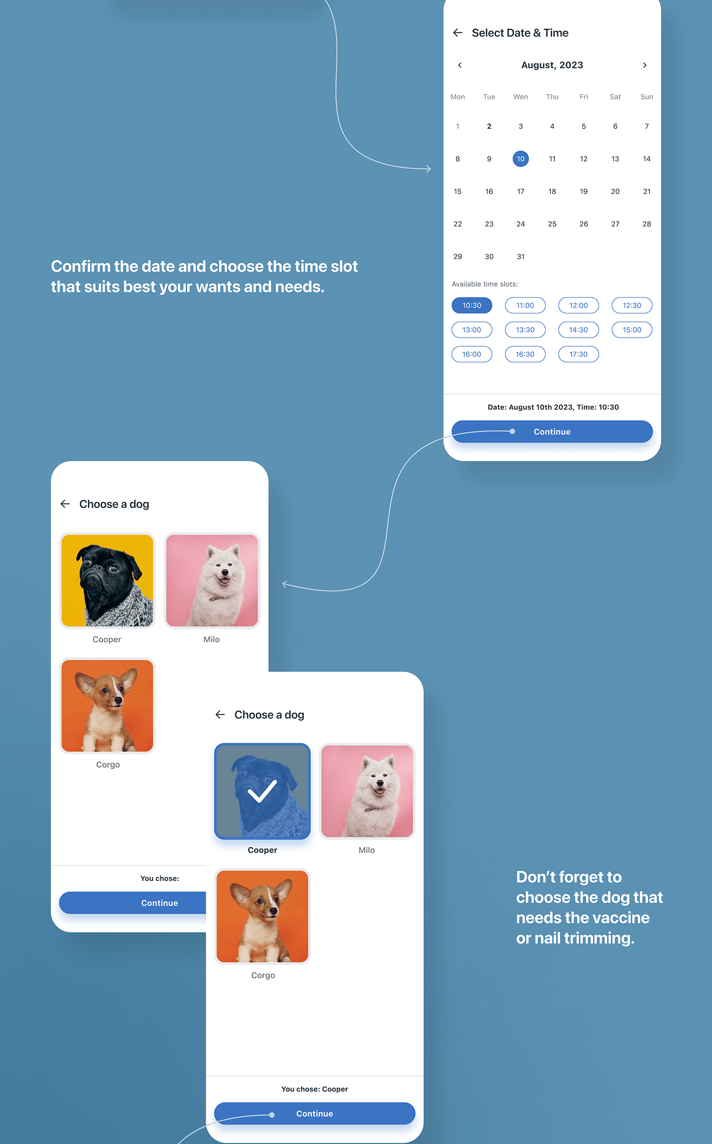 Appointment Case Study dog Health Mobile app Mockup Pet ui design UX design veterinary