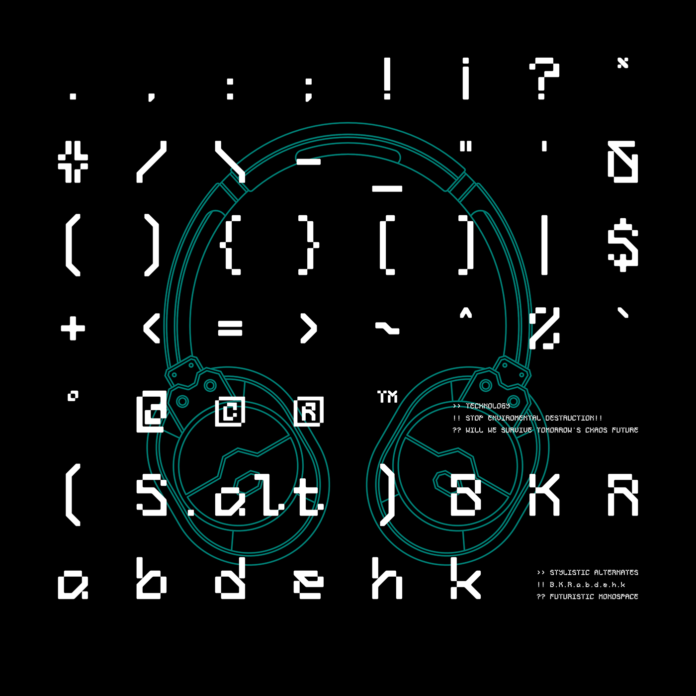 font Typeface monospace Mono futuristic geometric display font Cyberpunk modern font cyber