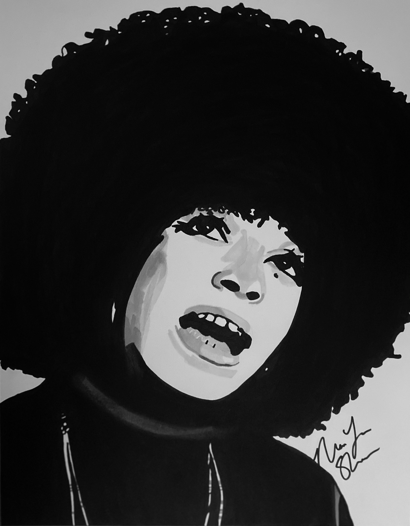 activist Angela Angela Davis art legend markers portrait art prismacolor woman rights