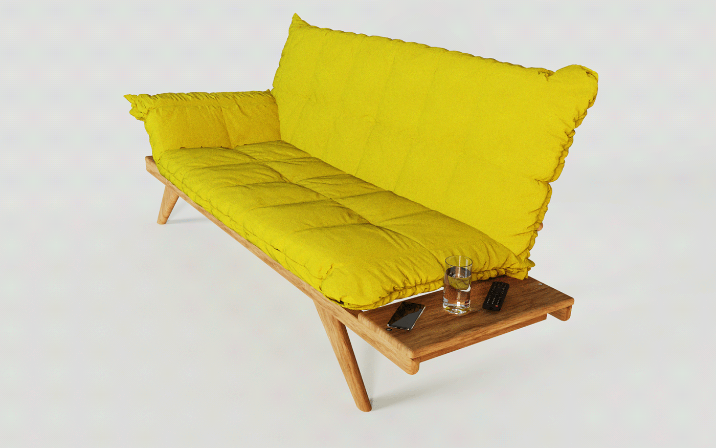 Couch design furniture Futon hardwood interiores mobiliario sofa urca yellow
