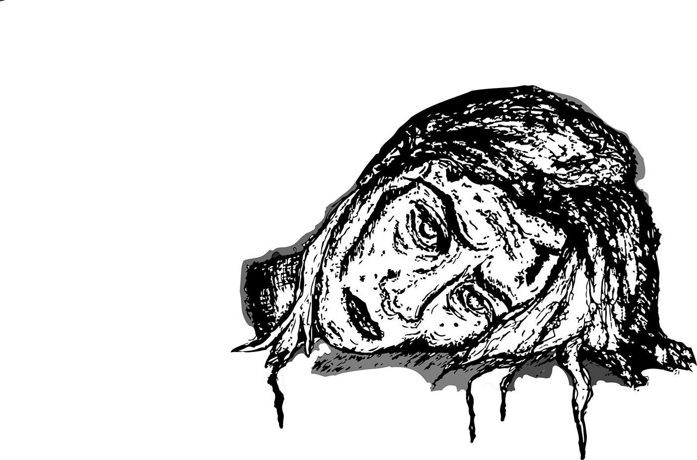 cabeça decapitated Decaptação Hachura head headless ILLUSTRATION  Illustrator