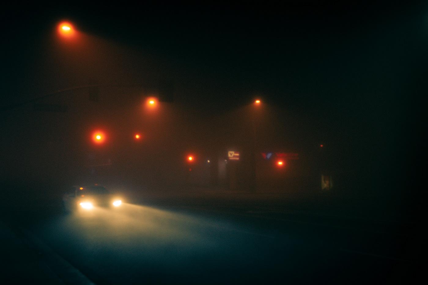 cinematic darkness fog hi-contrast Los Angeles mist night photography nocturnal Photography  tungsten