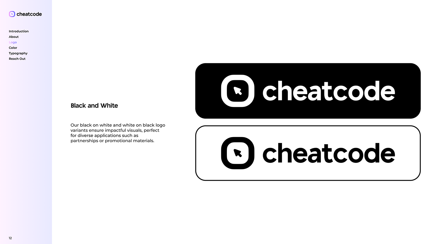 Our Black and White Logo Variants with impactful visual branding.