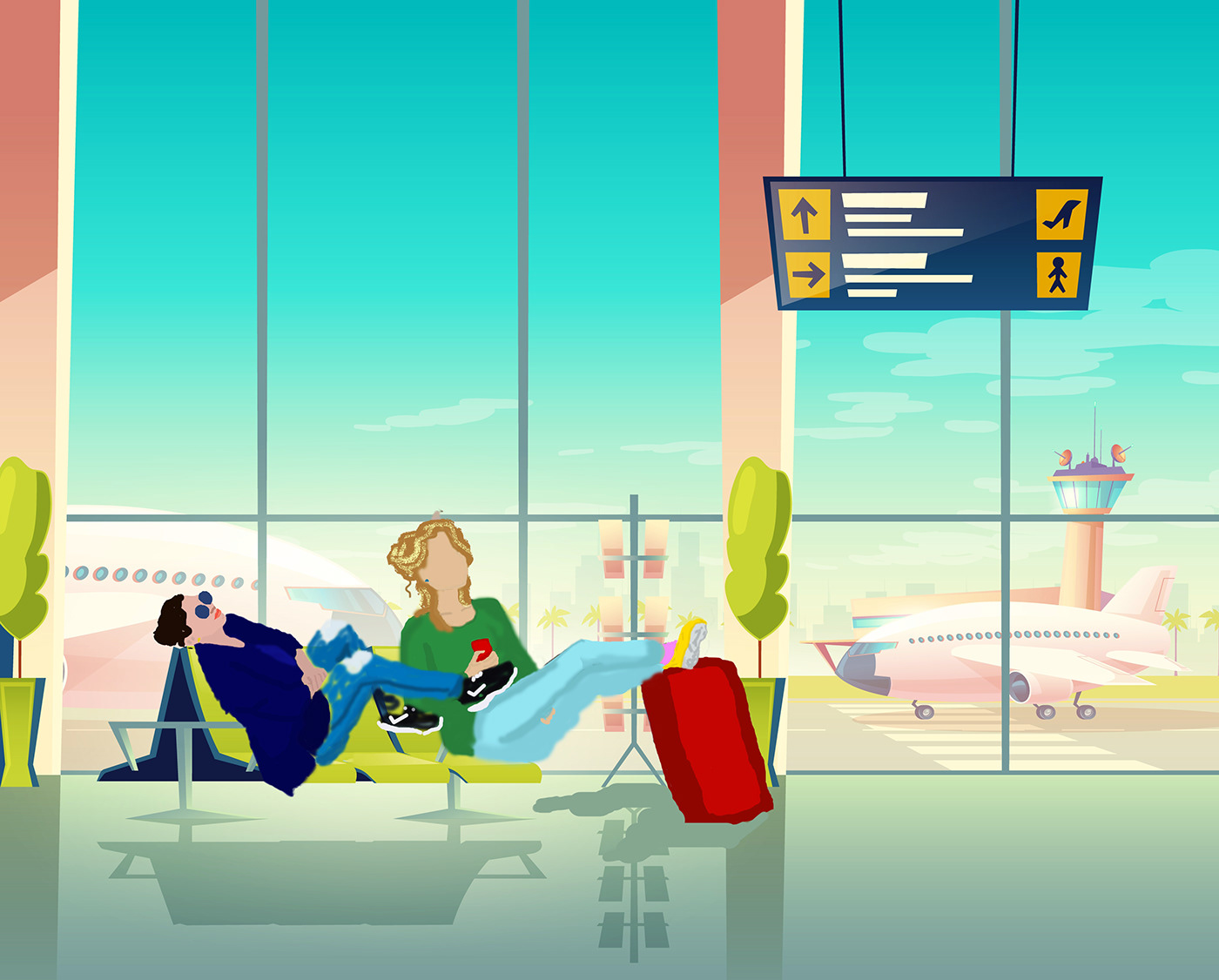 ILLUSTRATION  gif animation  Graphic Designer airplane airport flight plane