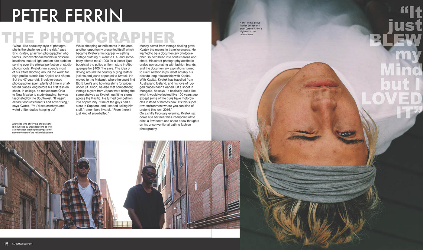 Photography  Pilot magazine spreads graphic design  interview Layout