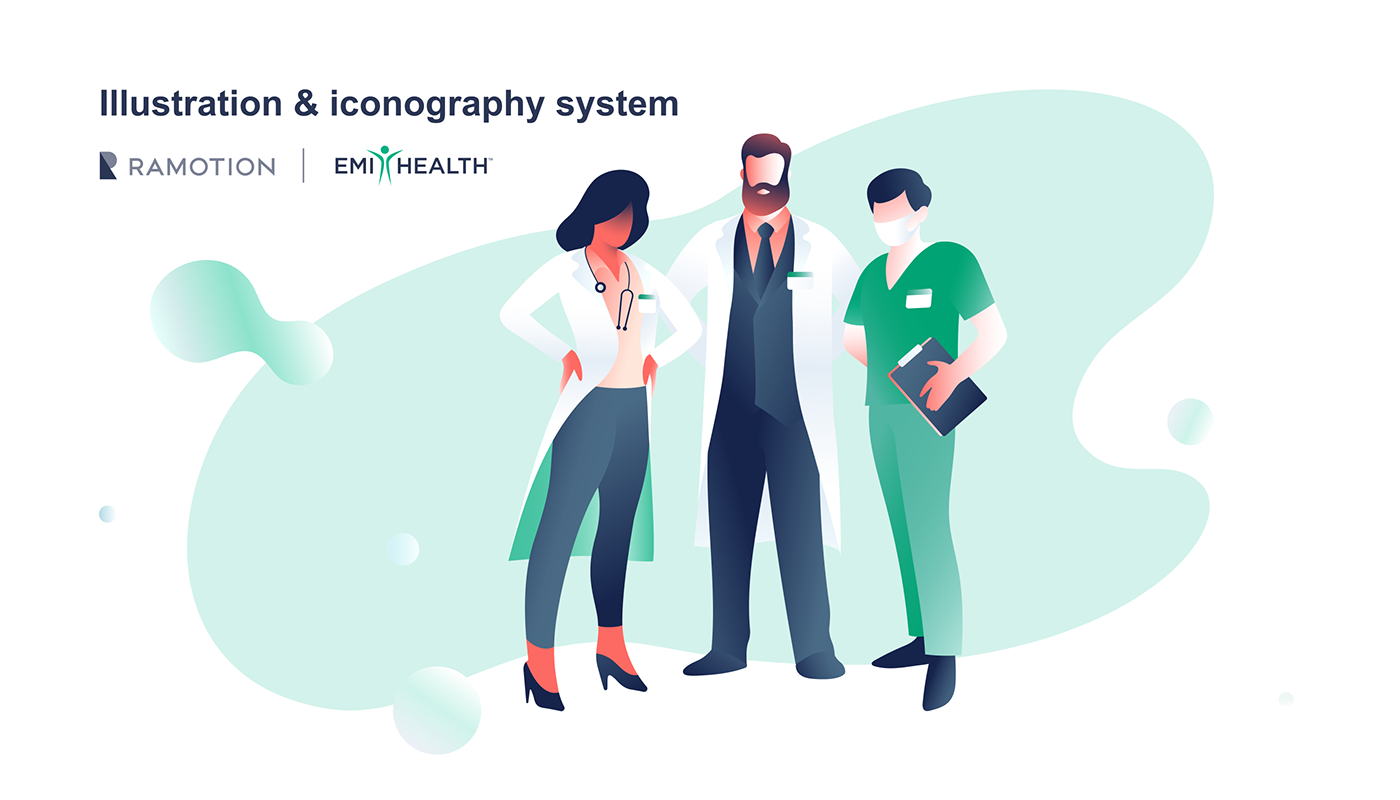 Illustration with medical workers for health insurance company EMI Health