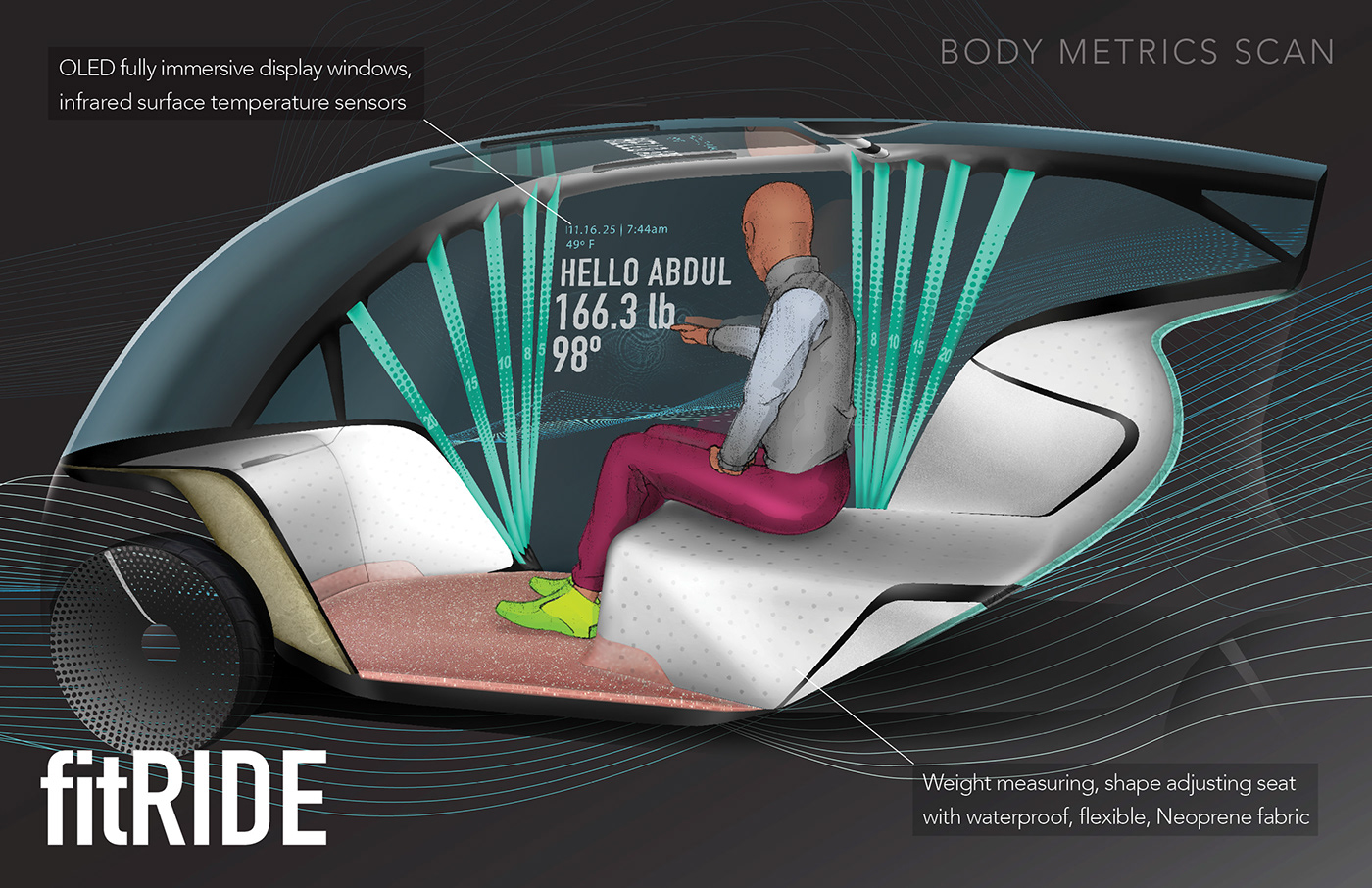 Autonomous vehicle Autonomy commute exercise health & wellness industrial design  mobility physical activity Transportation Design ux/ui