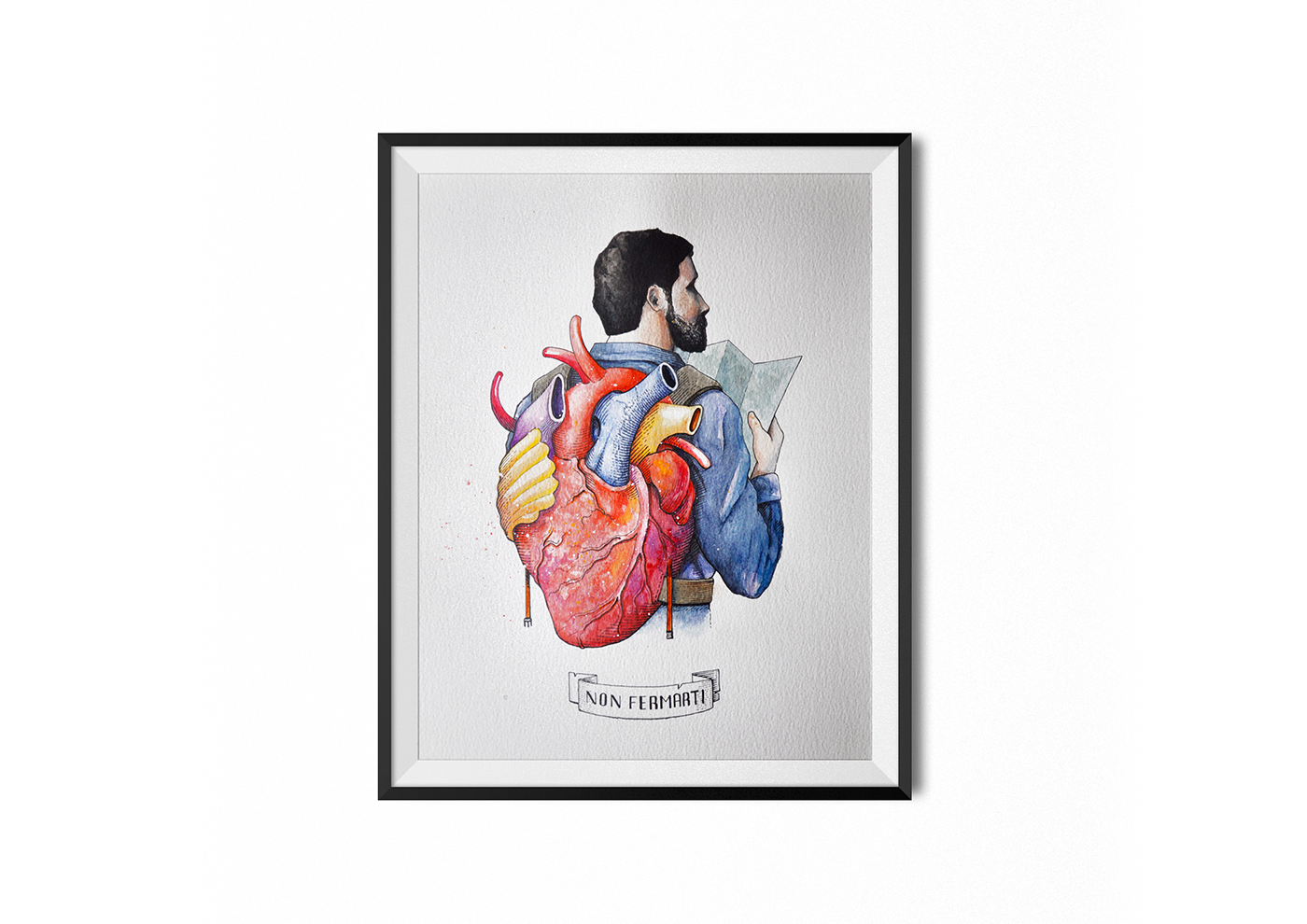 line black ILLUSTRATION  watercolor heart Travel trip passion Drawing  ink