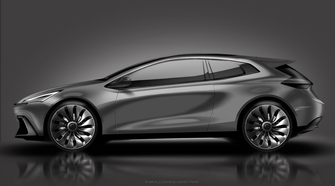 sketch Render Ford concept car BMW pen and paper rough green rendering