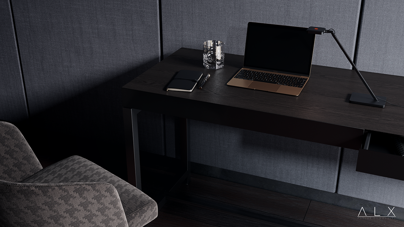 architecture interiordesign workspace apple dark luxury home Interior CoronaRender  minimal