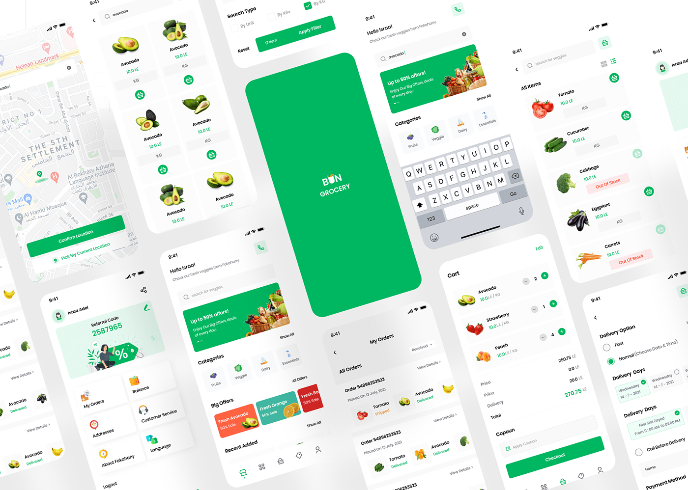 app app design Figma Fruit Grocery Online shop UI ux vegetables xD