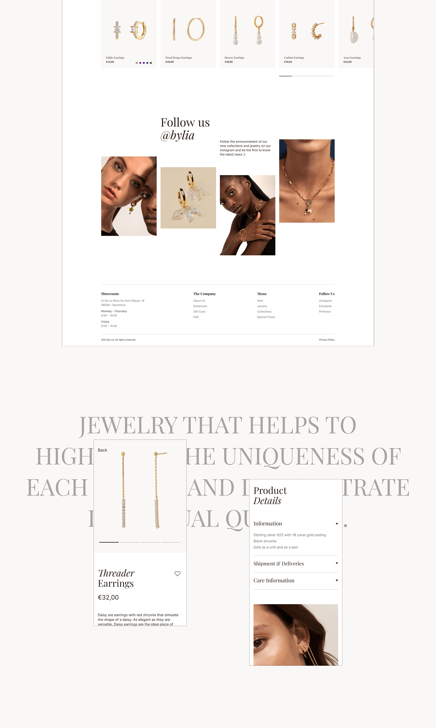clean e-commerce Fashion  jewelry minimal online store redesign UI ux Website