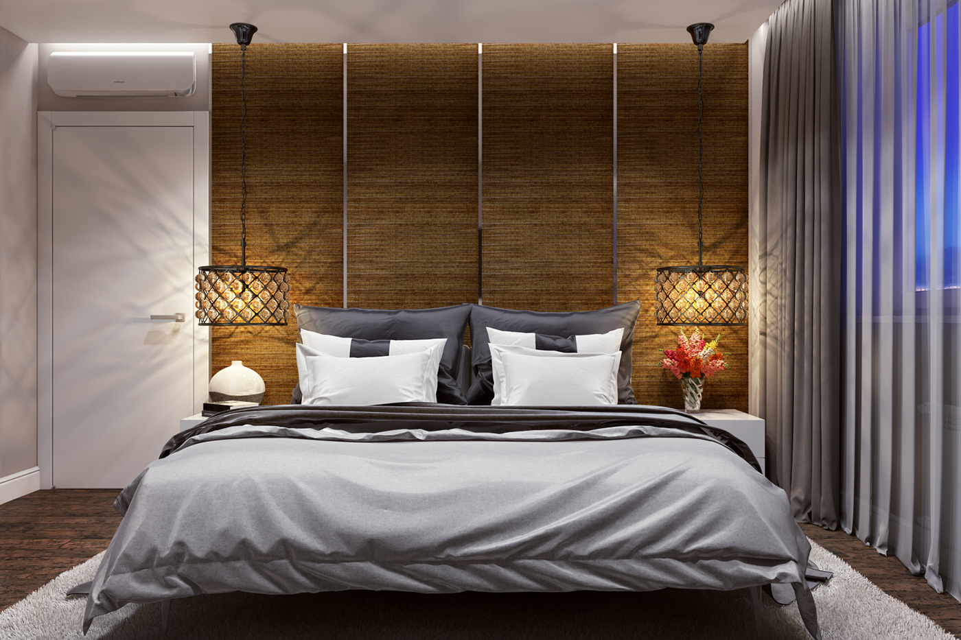 bedroom contemporary Interior night inspiration