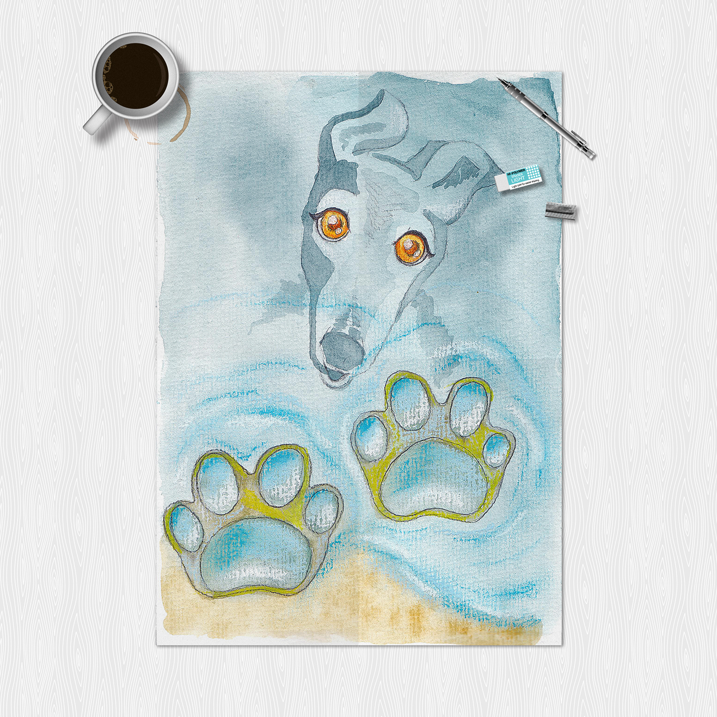 ancadesigns design sketch Cartoons characters animals doggy dog Cat watercolor blue imagination Order Project diverse