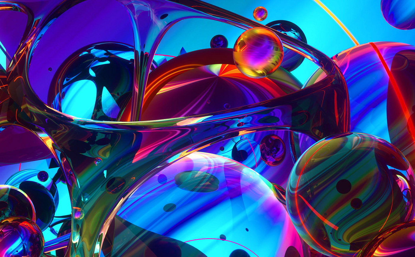 3D abstract metal glass cinema4d octane rainbow bright weird crazy