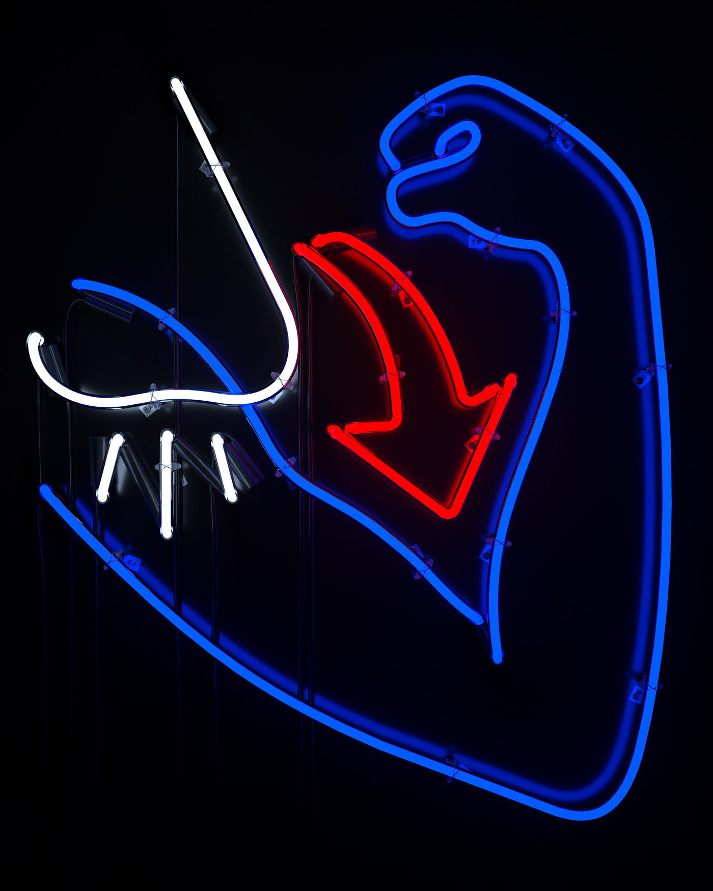 3d neon CGI COVID-19 digital neon poster sign un