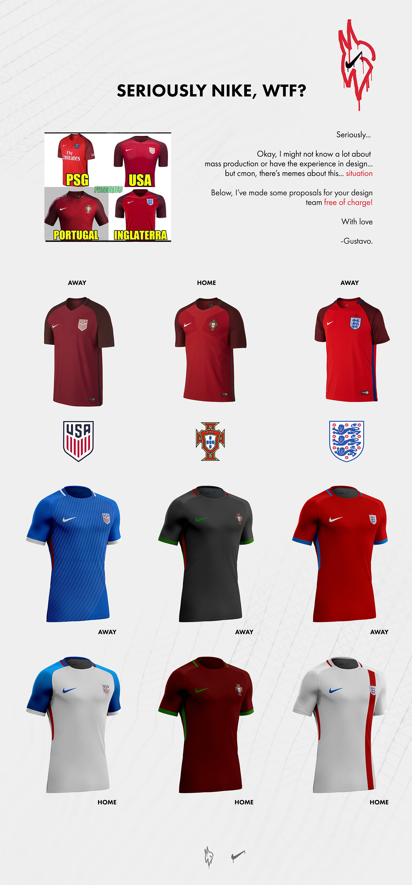 Nike usa england Portugal CR7 design football