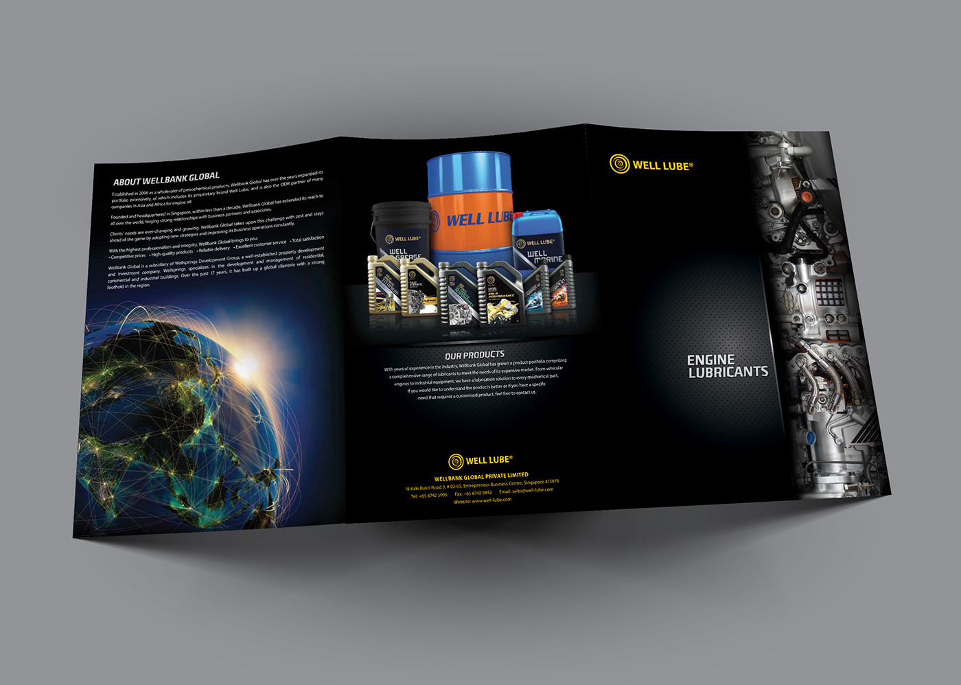 Well Lube Engine Lubricants brochure design tri-fold brochure