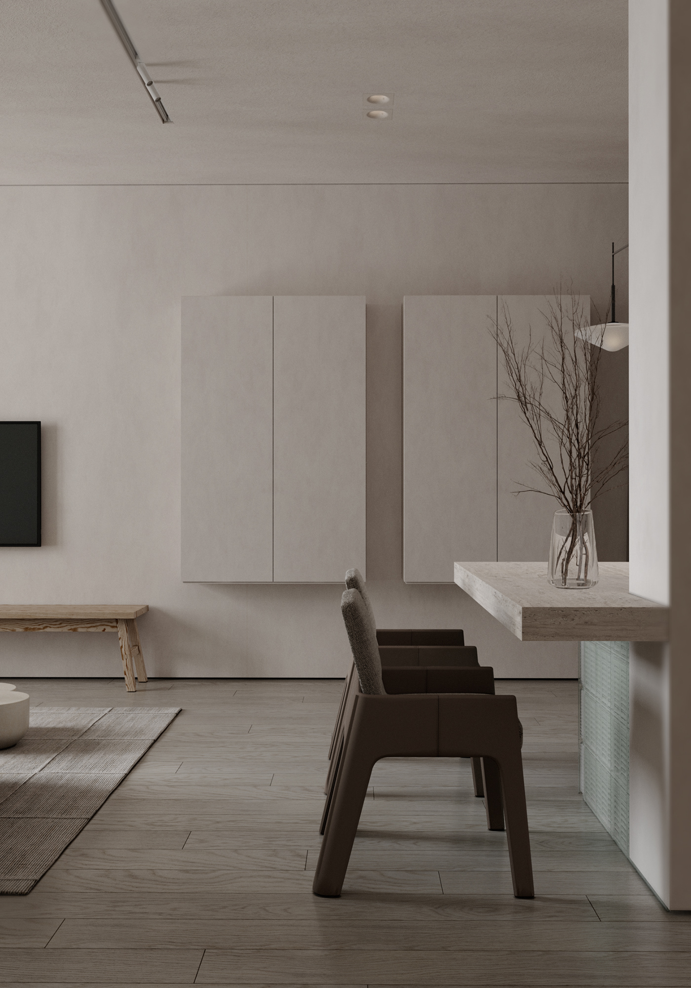 beige design interior, glass blocks