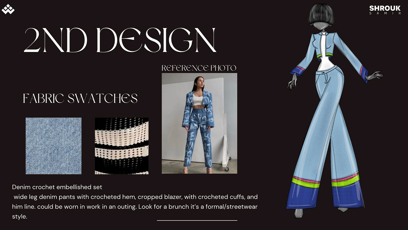 Fashion  branding  marketing   product Proposal design designs ILLUSTRATION  crochet blazer outwear inspired inspiration creative fashion design presentation
