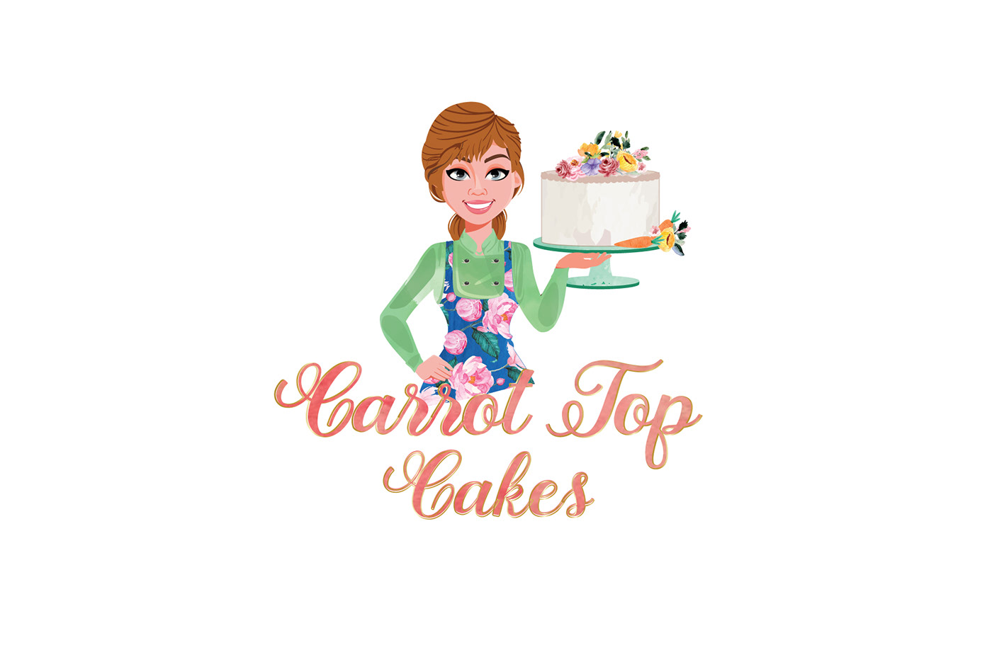 Business Logo carrot top cake feminine logo Logo Design watercolor cake logo Watercolor logo