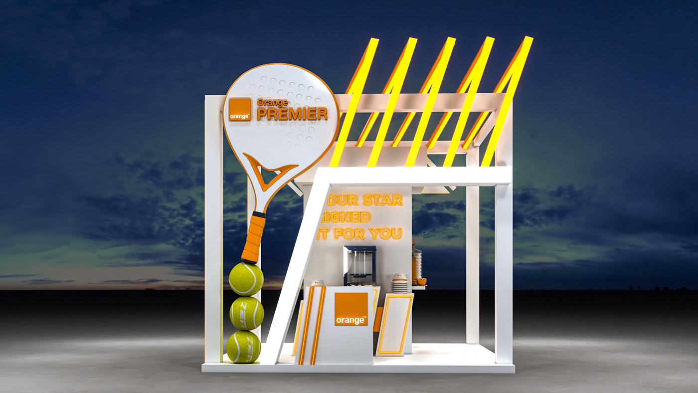 activation basketball booth exhibition stand expo orange Padel sport Sports Design tennis