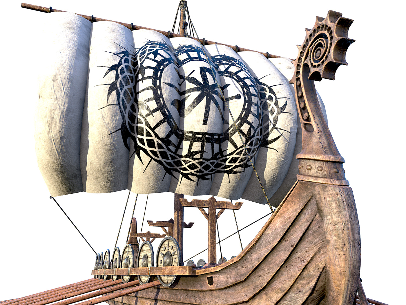 3D art artwork Drakkar lowpoly middle poly props ship viking VIKING SHIP