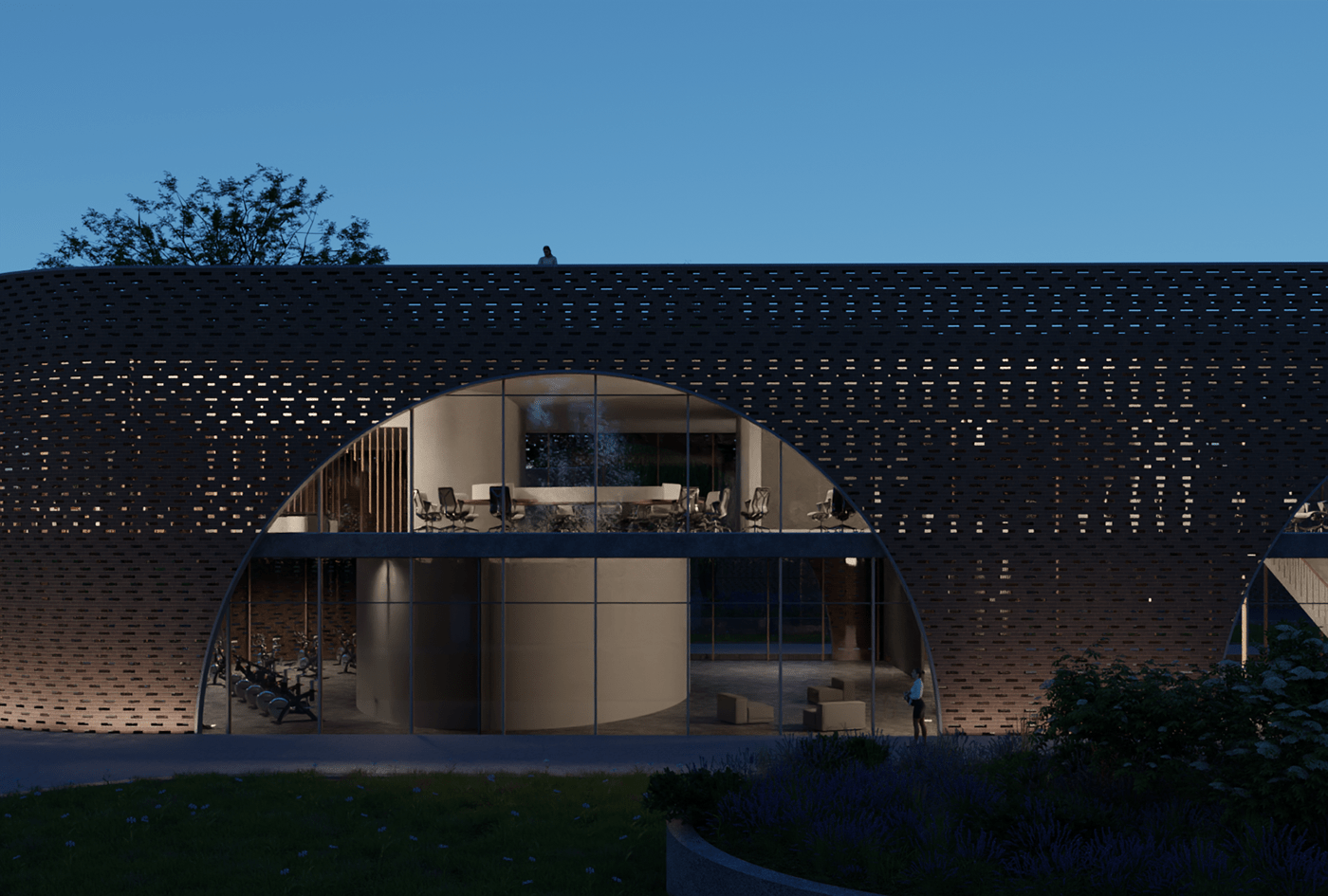 Nighttime facade